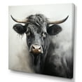 thumbnail image 2 of Designart "Smoky Black Cow Portrait I" Animals Wall Art - Modern Black Cow Entryway Wall Art Print, 2 of 6