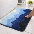 thumbnail image 2 of Granjero Gordo Alfombra de baño peluda antideslizante de microfibras suaves, alfombrilla de baño con absorción de agua (azul, 16 x 24 pulgadas), 2 of 4