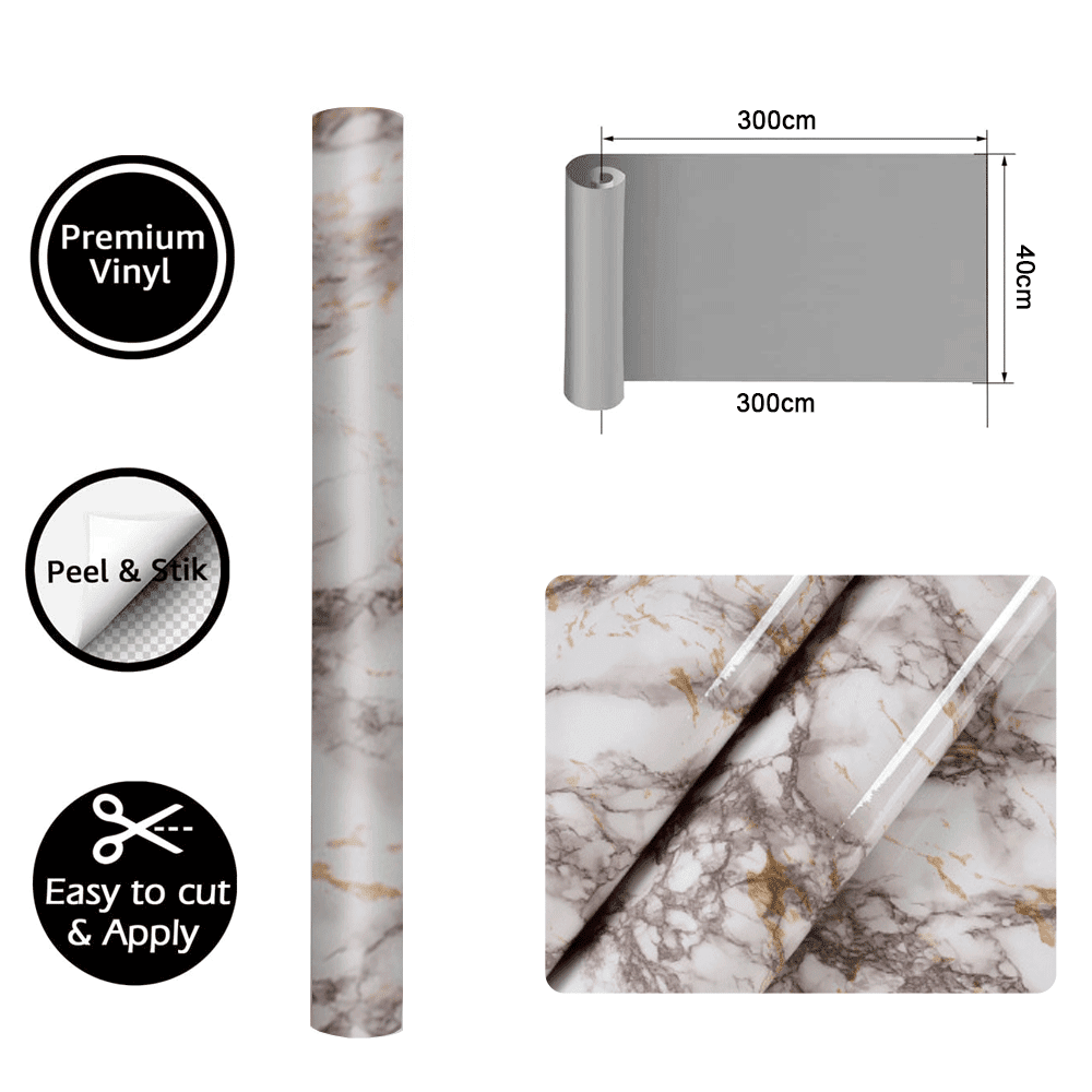 Salmenta 15.7''x118'' Marble Contact Paper Peel and Stick Countertops for Kitchen Countertop Contact Paper Waterproof