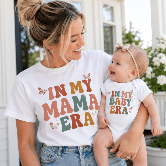 Mom and Baby Shirt In My Mama Era Matching Family Shirts, Cute Mama and Mini Outfit, Mother Daughter Gift, Birthday Gift for Mom and Baby