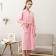 thumbnail image 1 of Kelon Intimates Clearance Women's Woolen Pajamas Unisex Breathable Solid Color Bathrobe Splicing Home Clothes Robe Coat, 1 of 2