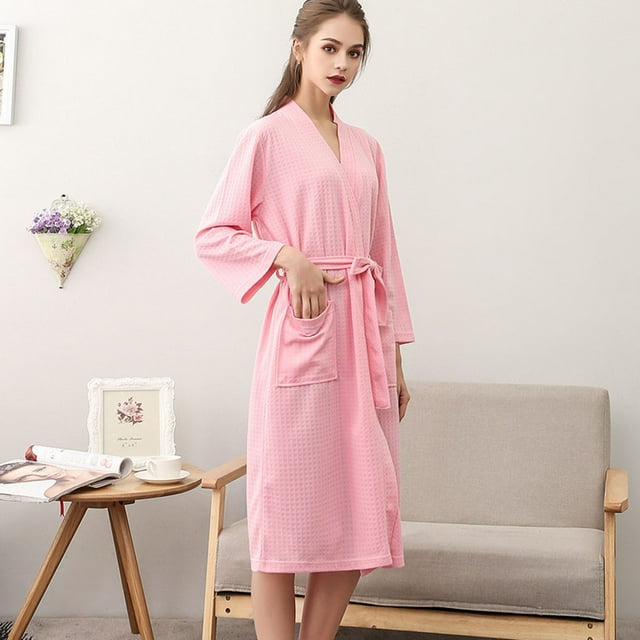 Kelon Intimates Clearance Women's Woolen Pajamas Unisex Breathable Solid Color Bathrobe Splicing Home Clothes Robe Coat