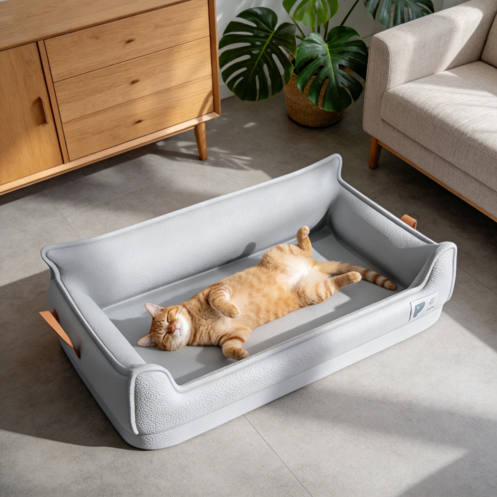 Waterproof Dog Bed for Medium Dogs – High-Back Orthopedic Pet Bed with Spine Support, Scratch-Resistant & Washable, Indoor Living Room/Bedroom Use, 36"x24"x12"