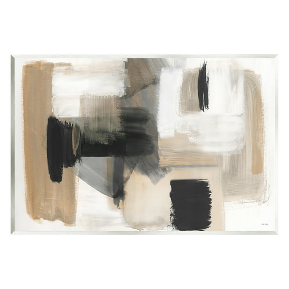 Stupell Industries Tan & Black Collage Abstract Painting Unframed Art Print Wall Art, 15 x 10