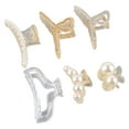 thumbnail image 1 of 6Pcs Pearl Hair Jaw Clips Cherry Pearl Transparent Trapezoidal Chain Design Pearl Hair Claw Clips for Daily Party, 1 of 12