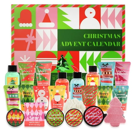 Advent Calendar with 24pcs Countdown to Christmas Gift Sets for Women, Xmas Bath & Body Spa Gift Baskets for Her