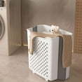 thumbnail image 2 of SLYNSHome Compact Laundry Basket,Plastic Collapsible Laundry Hamper Wall Mounted Portable Hanging Storage & Organization Container - White, 2 of 7