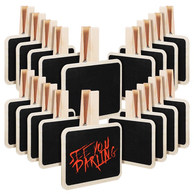 ELAYARD 20Ud Pequeñas De Pizarra De Madera Reutilizables Para Buffet Y Fotos