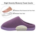 thumbnail image 2 of WOTTE Women's Slippers Memory Foam Sole Waffle Knitted Soft Plush Fleece Lined House Shoes Indoor Outdoor Purple, Size 6-7, 2 of 7