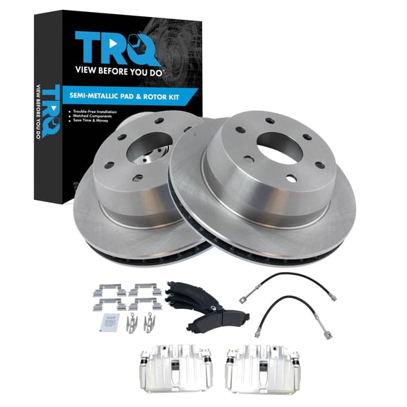 TRQ Rear Brake Pad & Rotor Kit Semi-Metallic Fits 2003-2005 Chevrolet Silverado 1500 2004-2005 GMC Sierra 1500