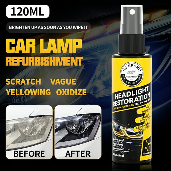 RAGUPEL Ceramic Coating Car Headlight Restoration Spray, Headlight Restorer Liquid Spray, Headlamp Brightener Car Care Repair Kit, UV-Resistant & Effective