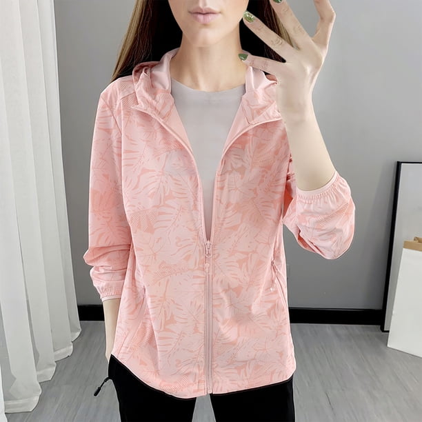 Chaquetas y abrigos casuales con capucha de manga larga para mujer, color sólido, ropa de protección solar informal con capucha de manga larga, top de poliéster para mujer