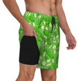 thumbnail image 2 of Balery Green Cucumber Bañador para hombre, shorts de playa de secado rápido con entrepierna y forro de compresión-Small, 2 of 6