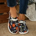 thumbnail image 2 of Halloween Pumpkin Fashion Sneakers for Women Wide Feet Skeleton Lace up Penny Loafers Casual Canvas Walking Flat Shoes, 2 of 8