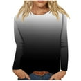 thumbnail image 2 of DailyTrove BasicEssentials Women's Short Sleeve Ombre Crew Neck Top - Trendy Color-Blend Design for Women,Black,S, 2 of 5
