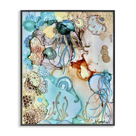 Stupell Industries Eclectic Abstract Nautical Pattern Black Framed Giclee Art, 16 x 20, by Amy Tieman