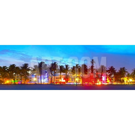 Miami Beach Florida Hotels and Restaurants at Sunset Print Wall Art By (Best Greek Restaurant In Miami)