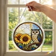 thumbnail image 5 of huayou Round Acrylic Stained Glass Suncatcher Puzzle, Owl Sunflower Pattern Window Hanging Light Catcher, Vintage Stained Glass Style Wall Ornament for Home Garden Decoration, 5 of 9