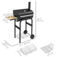 thumbnail image 3 of Outsunny Barbecue au Charbon, BBQ avec Thermomètre, Tablettes et Roues, 3 of 10