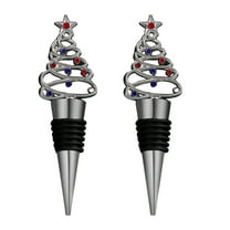 Shoreew 2Pcs Christmas Tree Wine Stoppers Reusable Bottle Sealers Festive Bottle Stopper Wine Cork Beverage Decor Xmas Party Favors Art Decorations