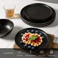 thumbnail image 5 of ALOFMO 12-Piece Black Spiral Swirl Stoneware Dinnerware Set, Handcrafted Wheel-Thrown Matte Plates and Bowls, Service for 4, Microwave & Dishwasher Safe, 5 of 10
