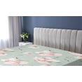 thumbnail image 5 of Ambesonne Pastel Floral Fitted Sheet, Peony Blooms Leaves, Full Size, Pale Sage Green Rose, 5 of 5
