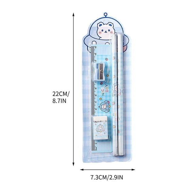 Leodye Ensemble de Crayons pour Étudiants, Comprend : 2X Crayons, 1X Taille-Crayons, 1X Échelle, 1X Effaceur