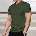 thumbnail image 4 of SGFCWSX Men's Solid Crew Neck Short Sleeve T-Shirt, Comfortable Breathable Shirt for Active Lifestyle and All-Day Wear Army Green Size 2XL, 4 of 5
