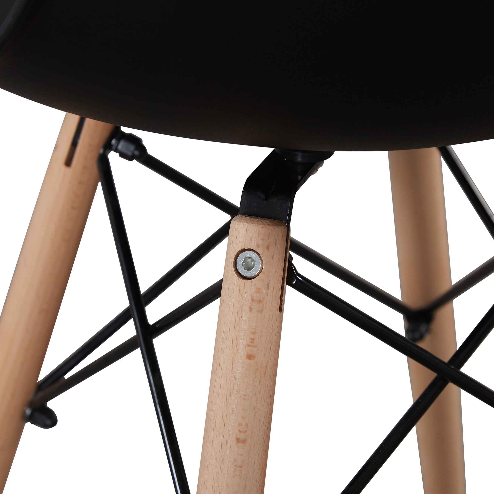 Kepooman Set of 4 Modern Armless Dining Chairs with Wood Legs, Black Kepooman Set of 4 Modern Armless Dining Chairs with Wood Legs, Black