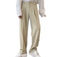 thumbnail image 2 of Pantalones de traje para hombre, pierna recta, pierna ancha, suaves, transpirables, elásticos, pantalones casuales sueltos para primavera y otoño, color caqui XL, 2 of 8