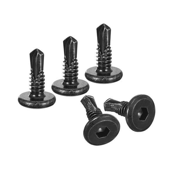Hex Socket Self Tapping Screws, 5.5 x 16mm 410 Stainless Steel Sheet Metal Flat Head Drilling Screw 100pack, Black