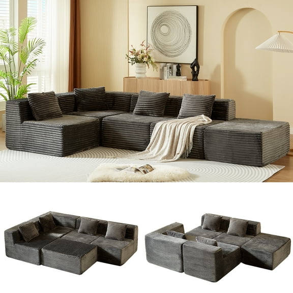 Modular Sectional Couches for Living Room with Deep Seat, L-Shape Cloud Sofa Couch, High Density Memory Foam, Boneless Upholstered Couches, Easy Assembly