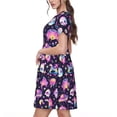 thumbnail image 2 of Fotbe Skull mushroom space Vestido Largo de Moda para Mujer, Vestido Tipo Camiseta con Manga Corta y Estilo Casual a Rayas y Bloques de Color, 2 of 6