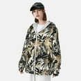 thumbnail image 5 of Kdxio Black Palm Leaves Print Women Men Sun Protection UPF 50+ Jackets Zip Up Long Sleeve Hoodie Hiking Lightweight with Pockets, 5 of 8