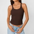 thumbnail image 6 of HongQid Women's Scoop Neck Spaghetti Strap Tank Top Ribbed Sleeveless Slim Fit Camisole Summer Casual Outfits, 6 of 7