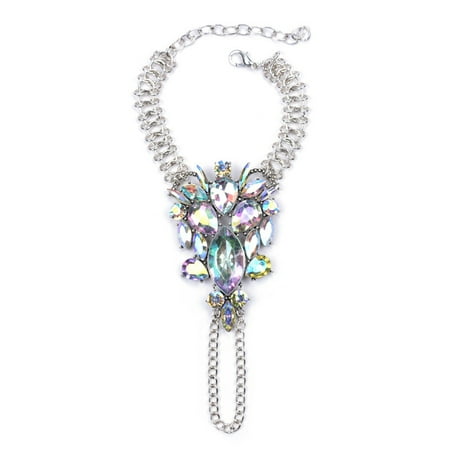 Bangle Silver Ring - KABOER Rhinestone Bracelet Bangle Finger Ring Harness Hand Chain Magic Fashion