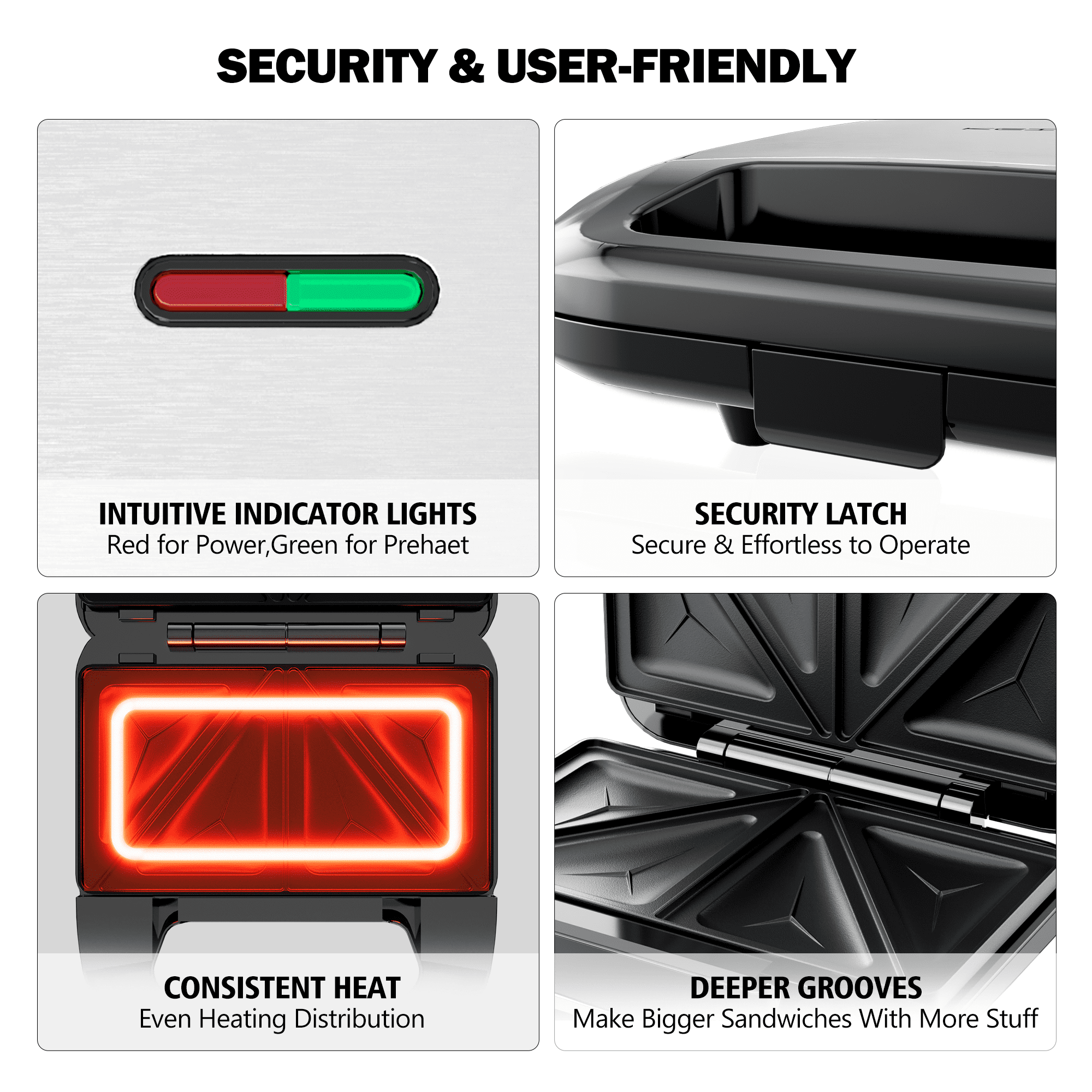 3 in 1 Sandwich Maker & Waffle Maker, 750W Panini Press with Removable Non-Stick Plate Easy to Clean, Grilled Cheese Maker for Home Kitchen Breakfast