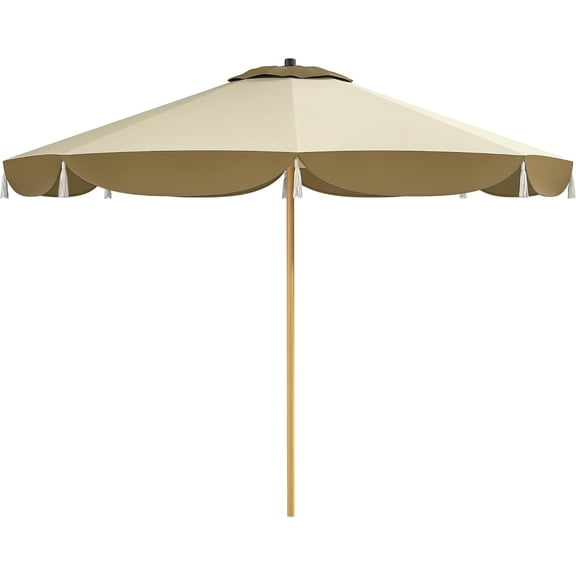 FASCK 15FT Extra Large Patio Umbrella with Fringe UPF30 , Cream White