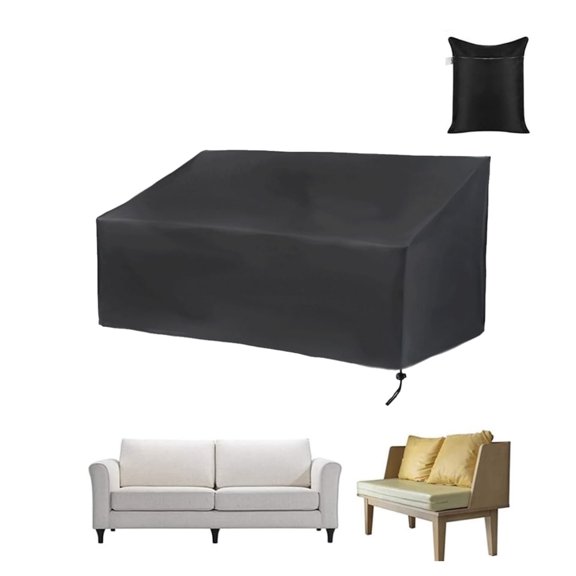 QZS Furniture Cover,63.8x26x35" Reusable Waterproof 3-Seater Sofa Protector,210D Oxford Patio Bench Cover with Drawstring for Garden,Outside,1pcs