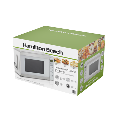 HAMILTON BEACH MICROWAVE OVEN 0.9 CU FT 900W WHITE STAINLESS STEEL