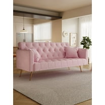 71 inch convertible sofa with pink velvet | suitable for small spaces