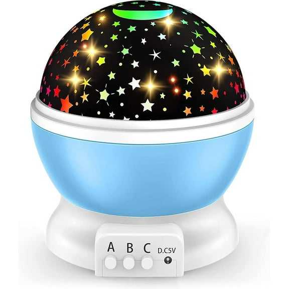 Toys for 2-8 Year Old Boys Gifts, Kids Night Light with 360 Degree Rotation and 8 Color Light Changing, Moon Star Projector Light for(Blue)