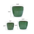 thumbnail image 2 of Ceramic Flowerpots - Set of 3 Modern Planters for Outdoor & Indoor Use, Antique Green, 15" L x 15" W x 12.6" H, 2 of 5