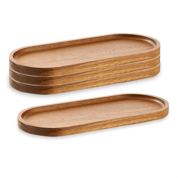 4Pack Wood Serving Trays 11.5x4Inch Charcuterie Boards Oval Wooden Plates Wood Serving Platter Cheese Dinner Plates Bulk