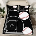 thumbnail image 2 of Baseball Sheets Twin Size Sports Bed Sheets Baseball Game Themed Sheet Set Baseball Field Print Fitted Sheet Teen Sports Game Flat Sheet, 2 of 6