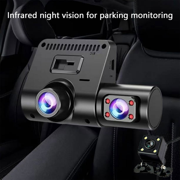 3 Caméra Objectif Voiture Dvr, 3 canaux Dash Cam Hd 1080p Dash Camera  Double Lens Dashcam Video Recorder Car Parking Monitoring Insede Ir Night  Vision