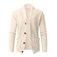 thumbnail image 4 of PEZHADA Man Fashion Long Sleeve Wool Sweater Wool Sweater Button Pocket Knit Tops, 4 of 7