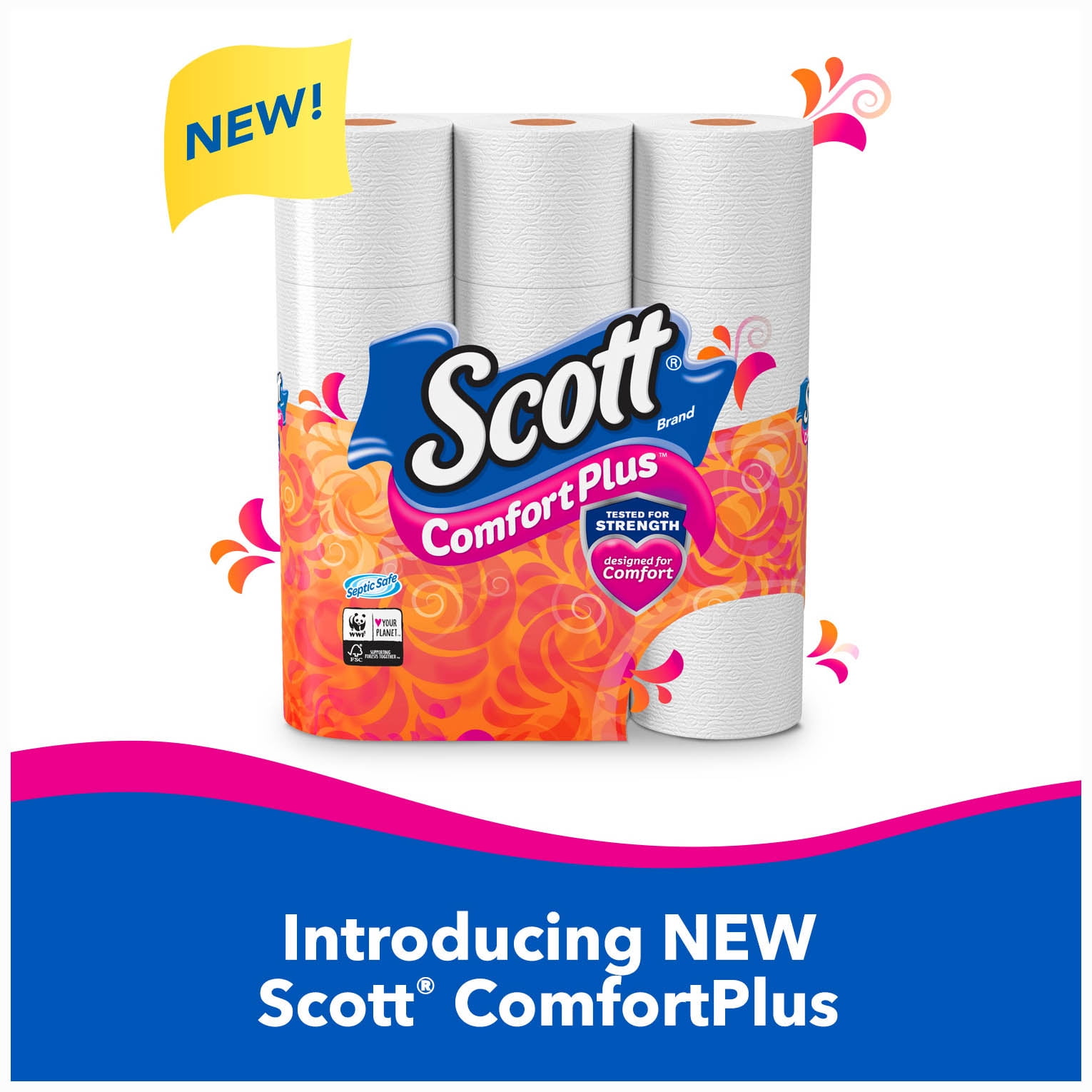 Scott ® ORIGINAL Comfort Plus 30 Double Rolls Toilet Paper New 2PACK