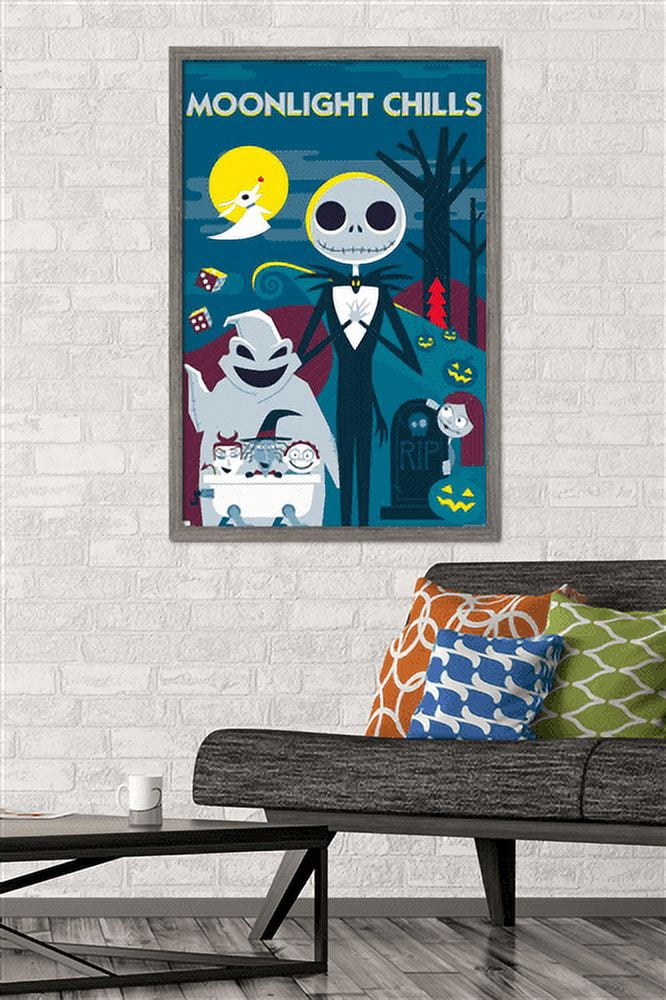 Disney Tim Burton's The Nightmare Before Christmas - Moonlight Chills Wall Poster, 22.375" x 34", Framed