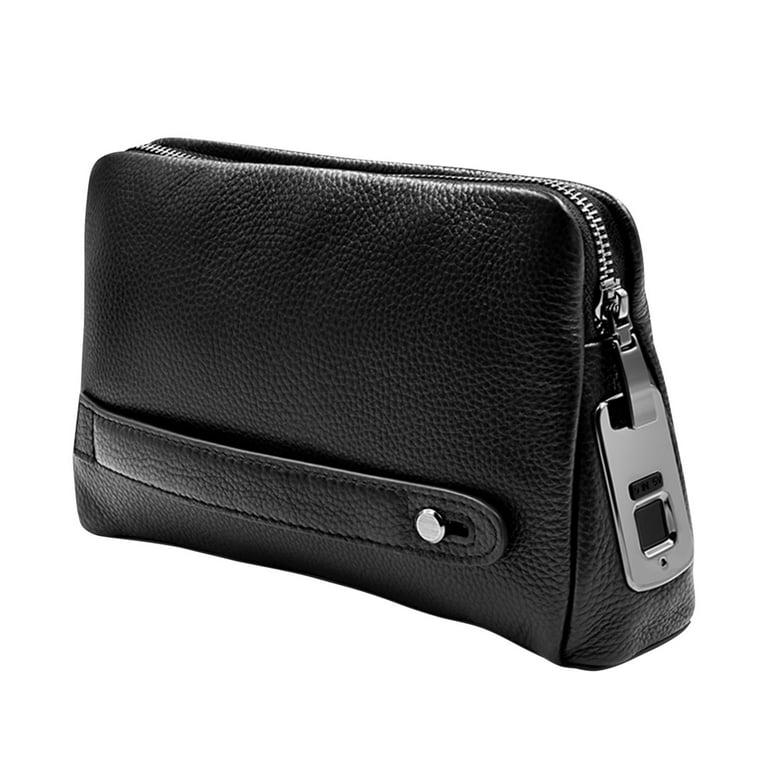 Tuphregyow Smart Fingerprint Handbag,Smart Fingerprint Wallet,Smart  Fingerprint Security Anti-Theft Handbag,Fl-V1 Men Zipper Leather Anti-Theft